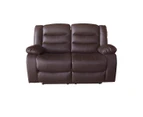 2 Seater Recliner Sofa In Faux Leather Lounge Couch in Brown