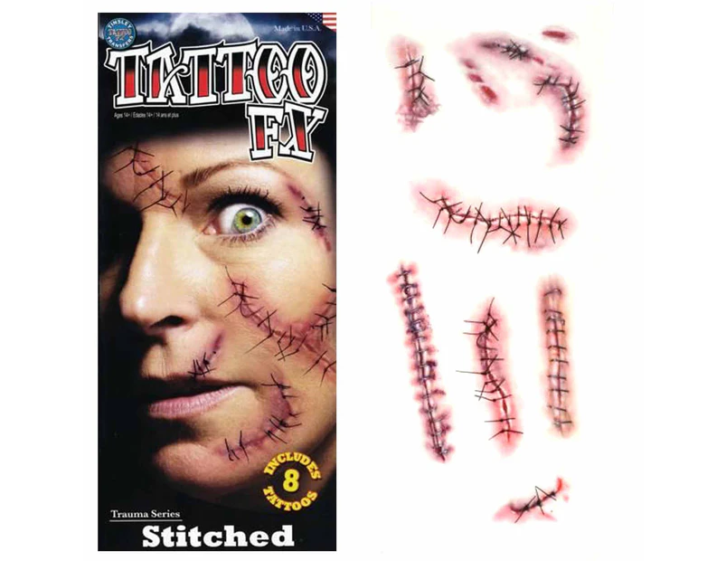 Stitches & Staples Wounds Temporary Tattoo