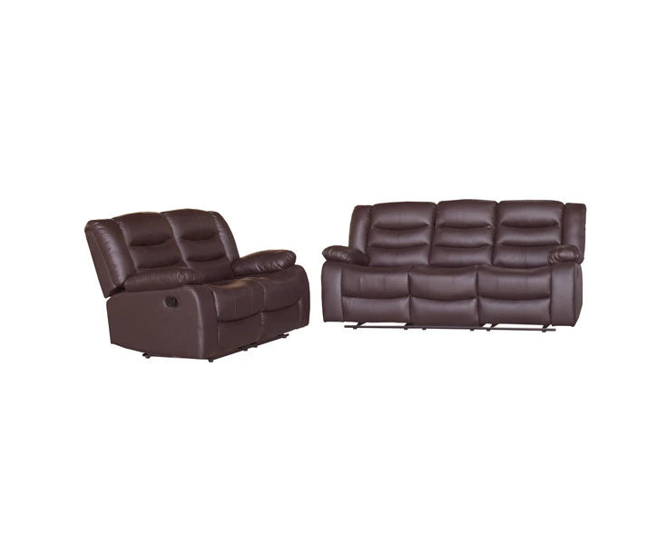 3+2 Seater Recliner Sofa In Faux Leather Lounge Couch in Brown