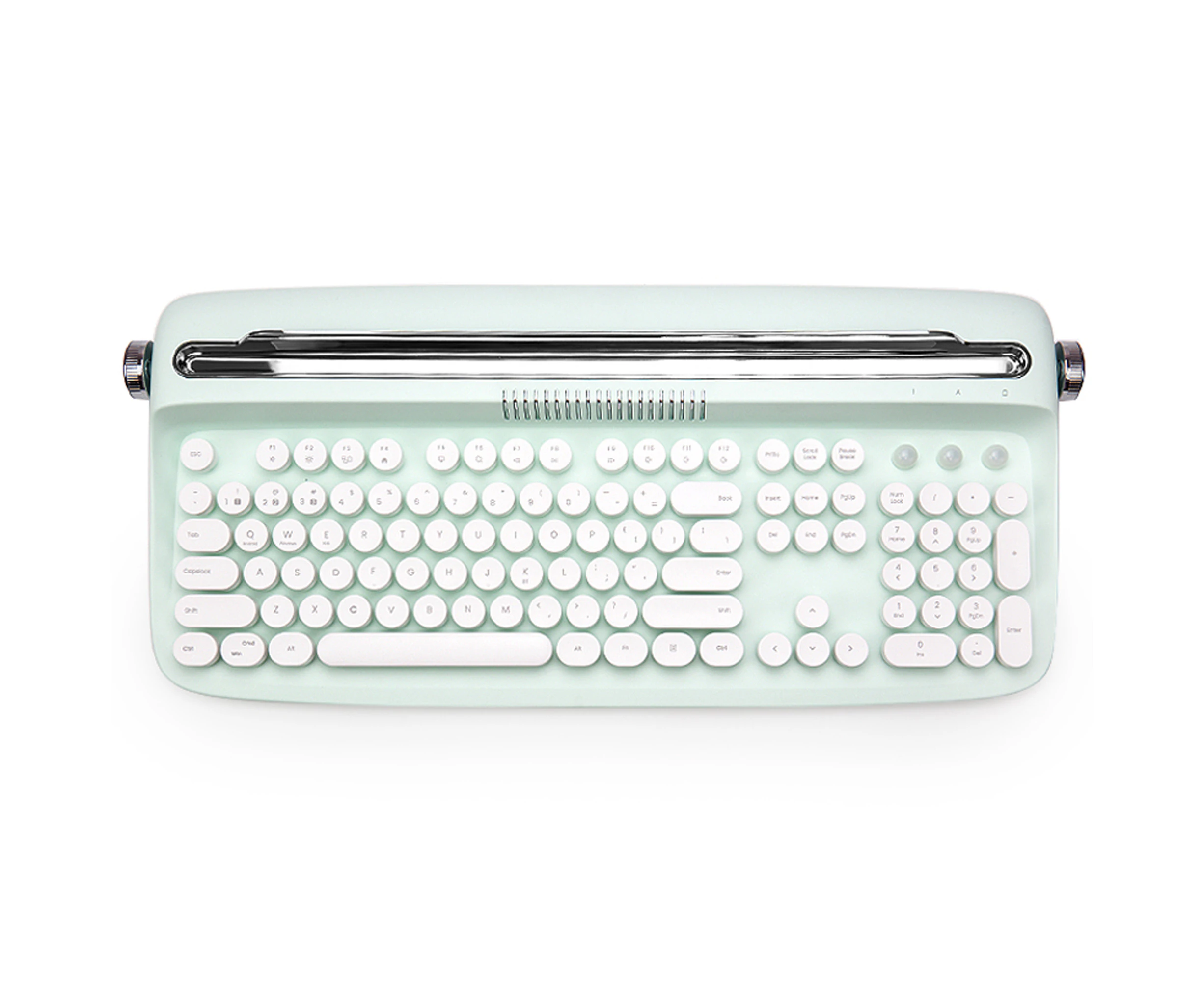 TODO Retro Typewriter Bluetooth Wireless Keyboard Tablet Holder 104 Key Mac Win Android BT 5.0 - Green Mint