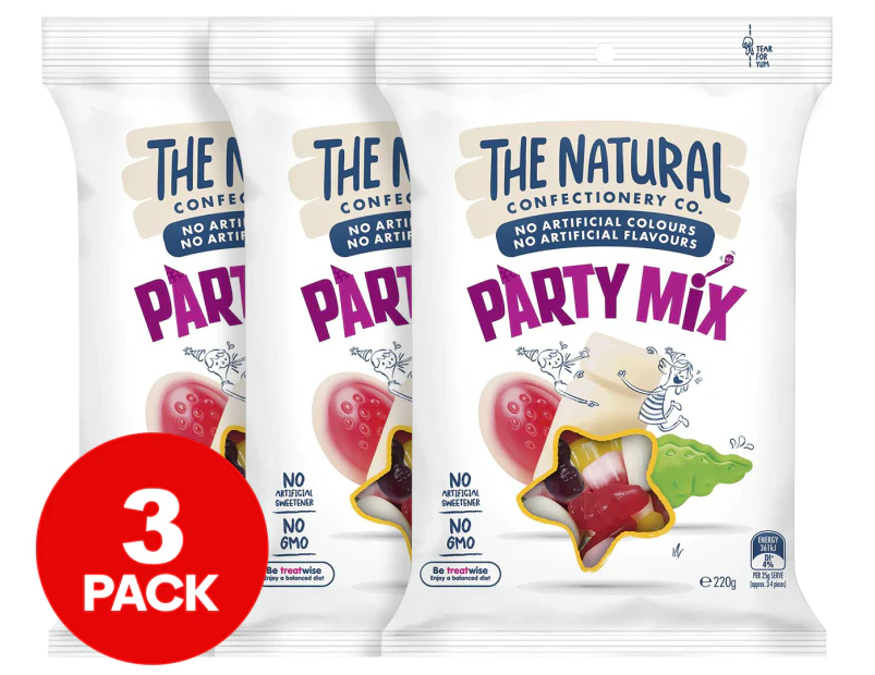 3 x The Natural Confectionery Co. Party Mix 220g