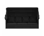 Outdoor Lounge Bed with Roof and Cushions Black Poly Rattan