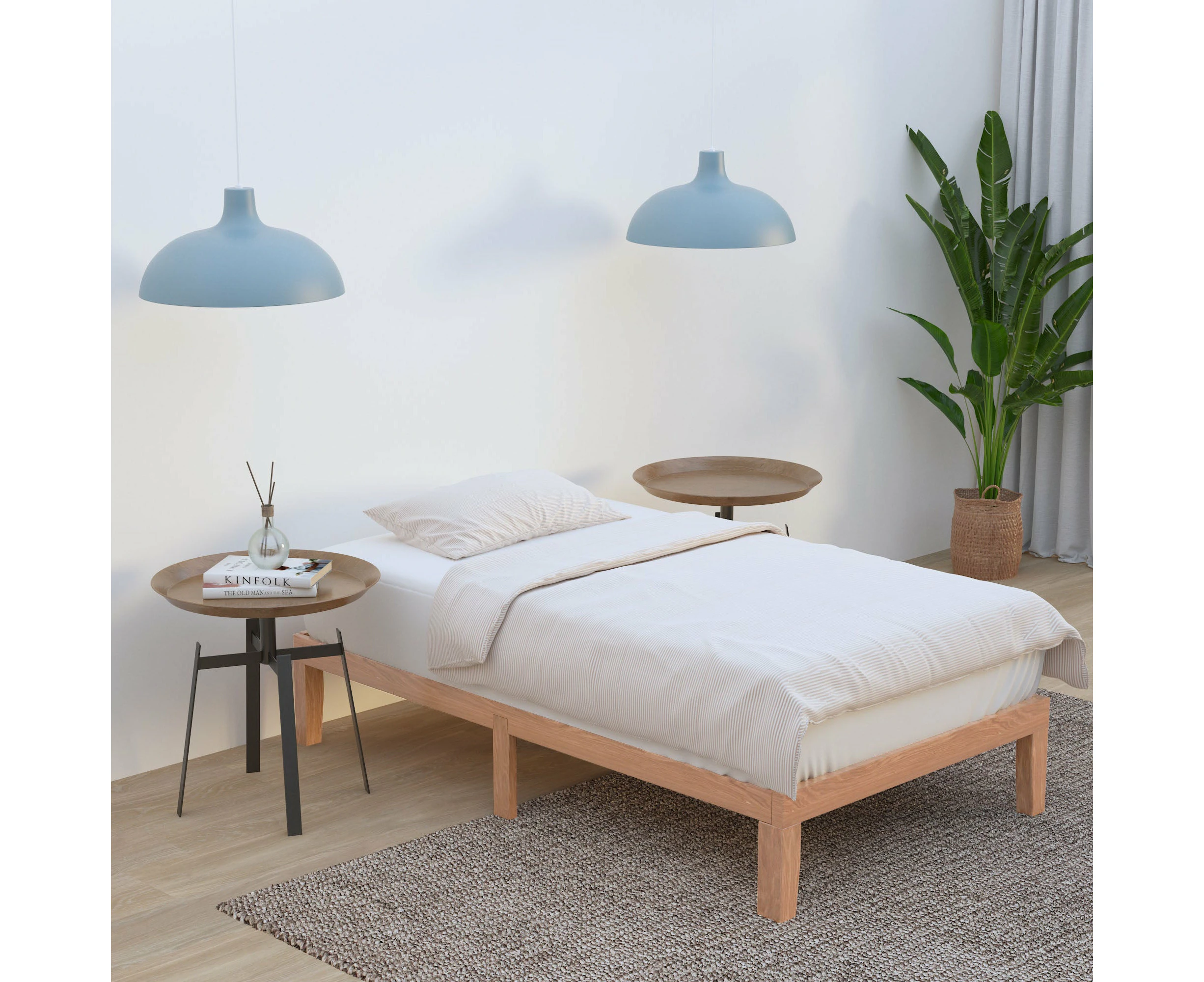 DREAMO Natural Wooden Bed Base Single