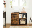 3-Drawer File Cabinet With Open Compartments For A4 Rustic Brown And Black
