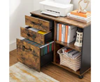 3-Drawer File Cabinet With Open Compartments For A4 Rustic Brown And Black