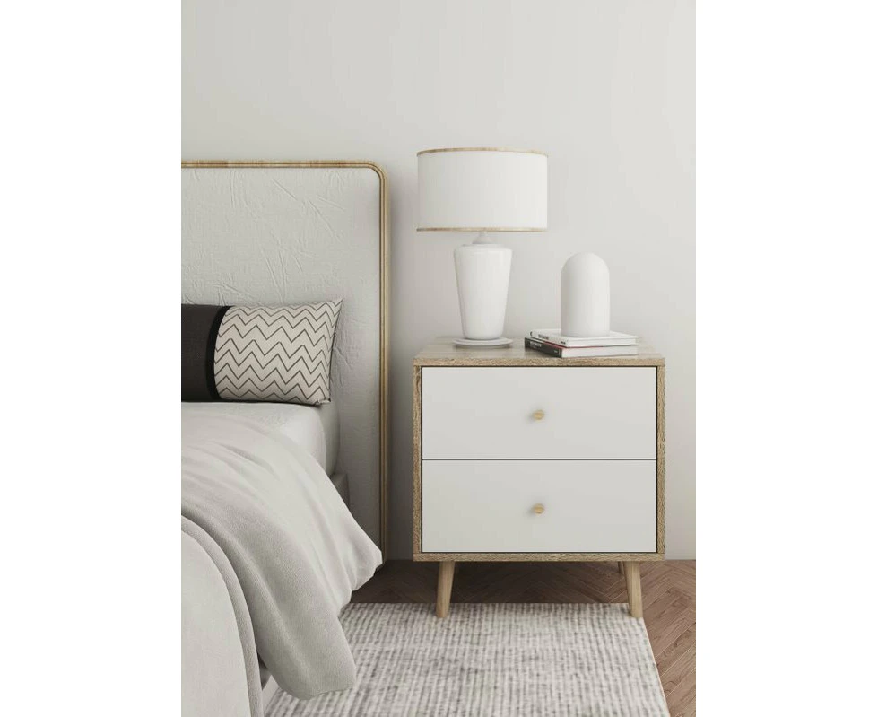 ADRIANA 2 DRAWER BEDSIDE TABLE