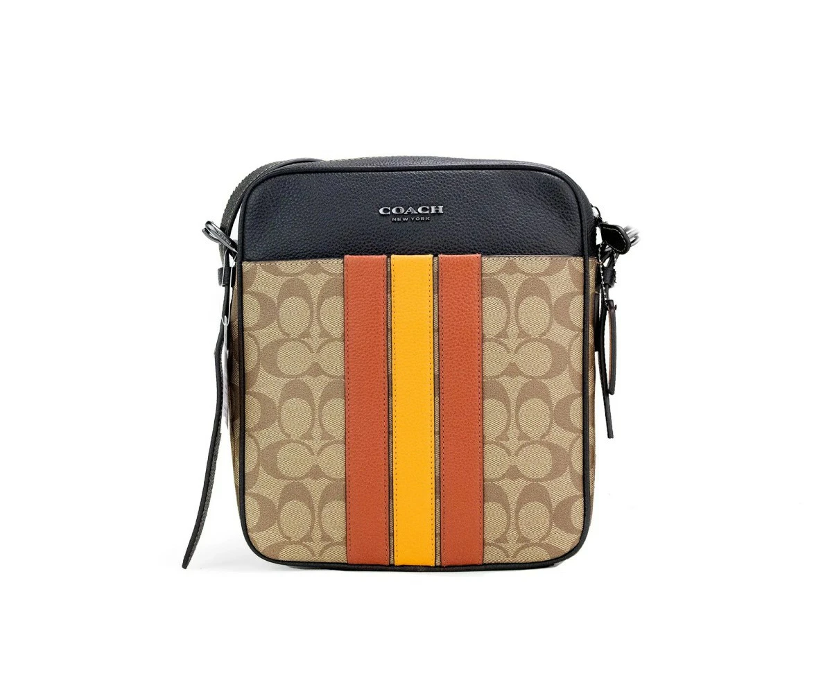 Coach Hudson 21 Signature Varsity Stripe Coated Canvas Crossbody Bag