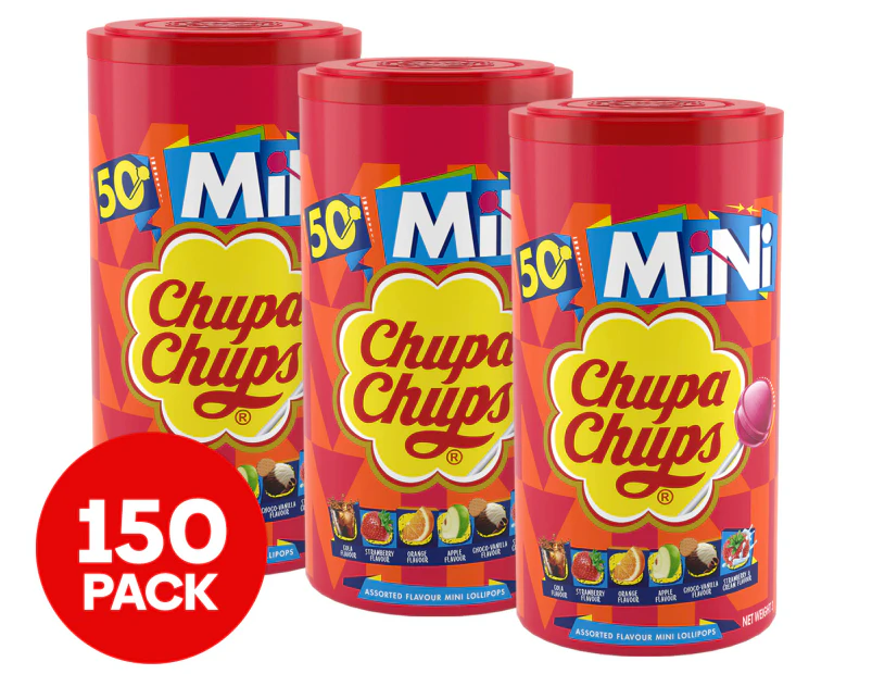 3 x 50pk Mini Chupa Chups The Best Of Lollipops