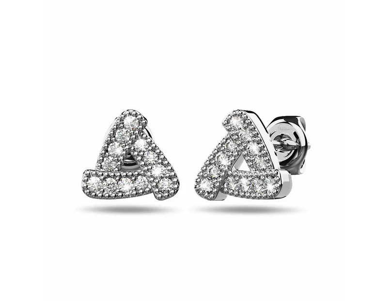 Solid 925 Signature Silver Trinity Zircon Pavé Stud Earrings