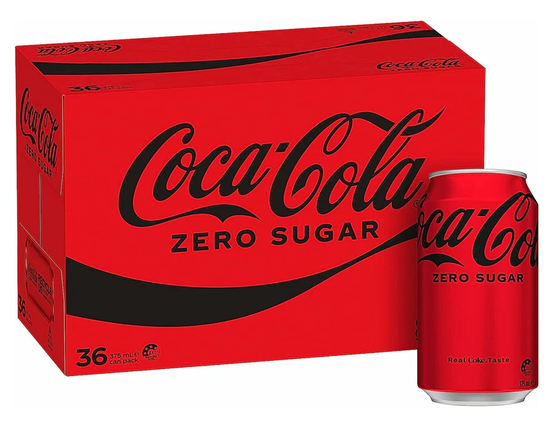 Coca-Cola Zero Sugar Soft Drink Multipack Cans 36 x 375mL | Catch.co.nz