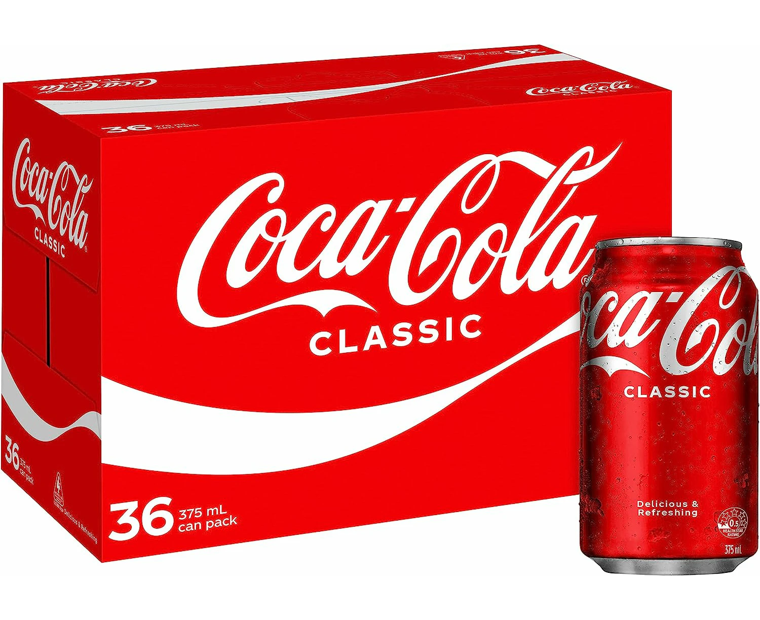 Coca-Cola Classic Soft Drink Multipack Cans 36 x 375mL