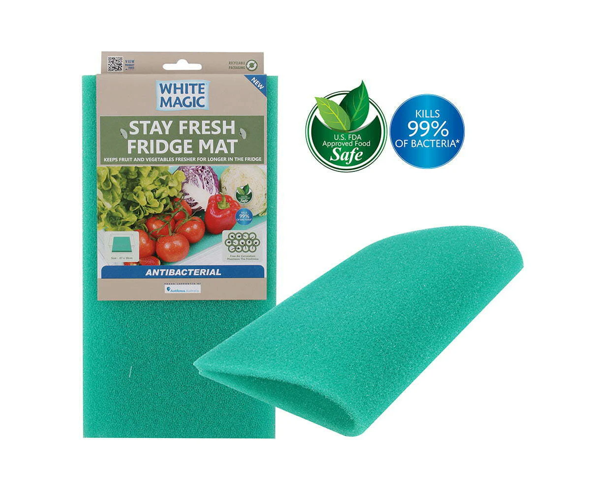 White Magic Antibacterial Stay Fresh Fridge Mat Pad Protector Rectangle Green