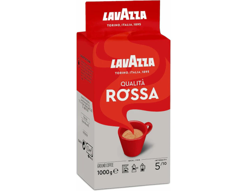 Lavazza Qualità Rossa Ground Coffee - Ideal for Moka Pots - 1 kg
