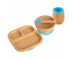 Tiny Dining 4pc Divided Bamboo Suction Baby Feeding Set - Blue