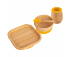 Tiny Dining 4pc Square Bamboo Suction Baby Feeding Set - Yellow
