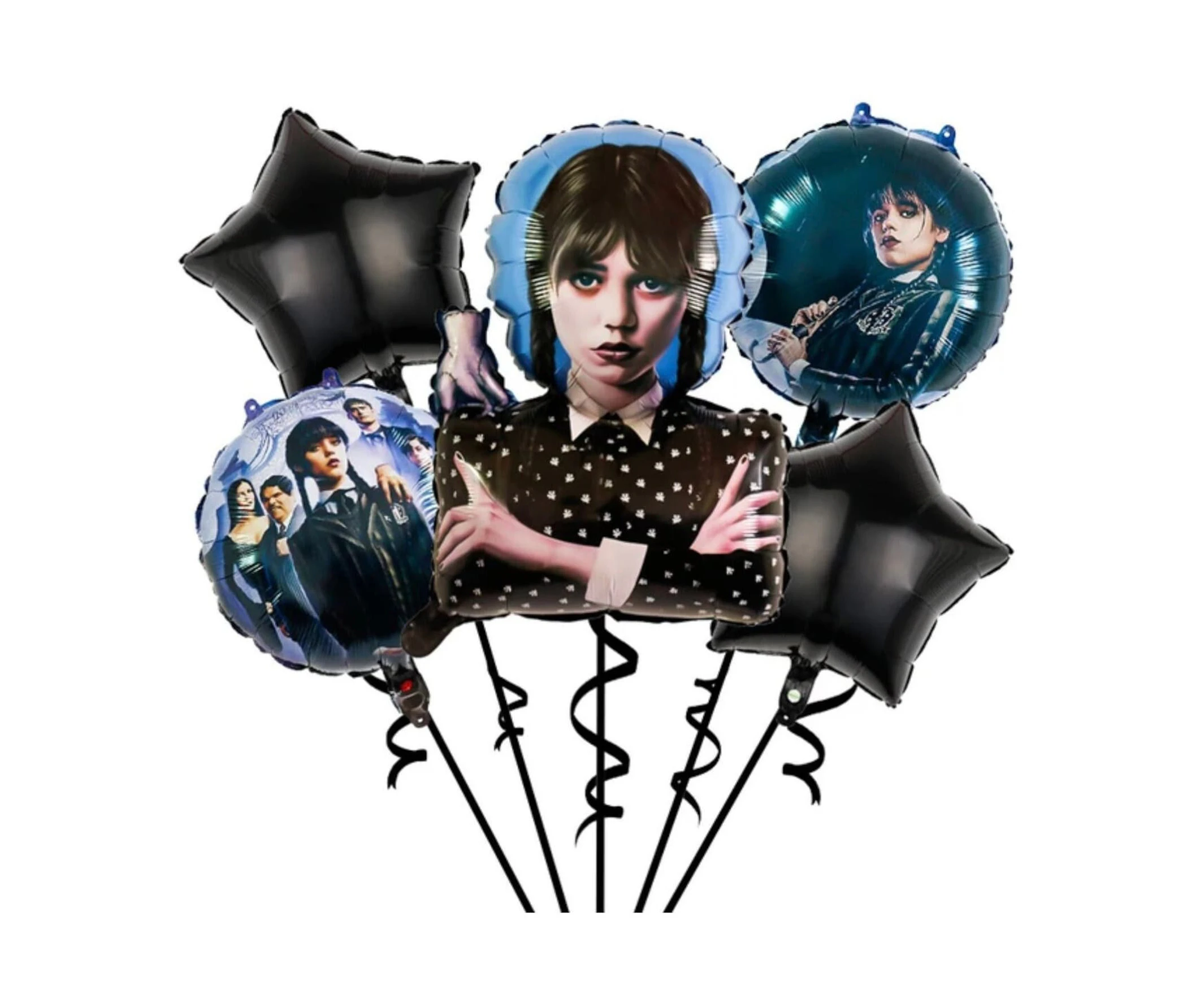 5pcs Wednesday Addams Foil Balloon Set | Birthdat Party Decorations