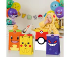 12PK Pokemon Pikachu Party Loot Bags with Stickers | Kids Birthday Party Paper Gift Bags Party Favours
