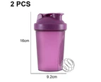 2 Pcs Protein Shaker Bottle With Dual Mixing Technology, Strong Loop Top, Bpa Free, Shaker Balls Included -Small Protein Shakers-Purple