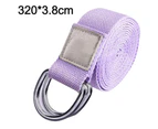 Yoga Workout Adjustable Strap With Durable D-Ring For Pilates And Gym Workouts - Hold Posture, Stretch And Maintain Balance - 320*3.8Cm - Purple