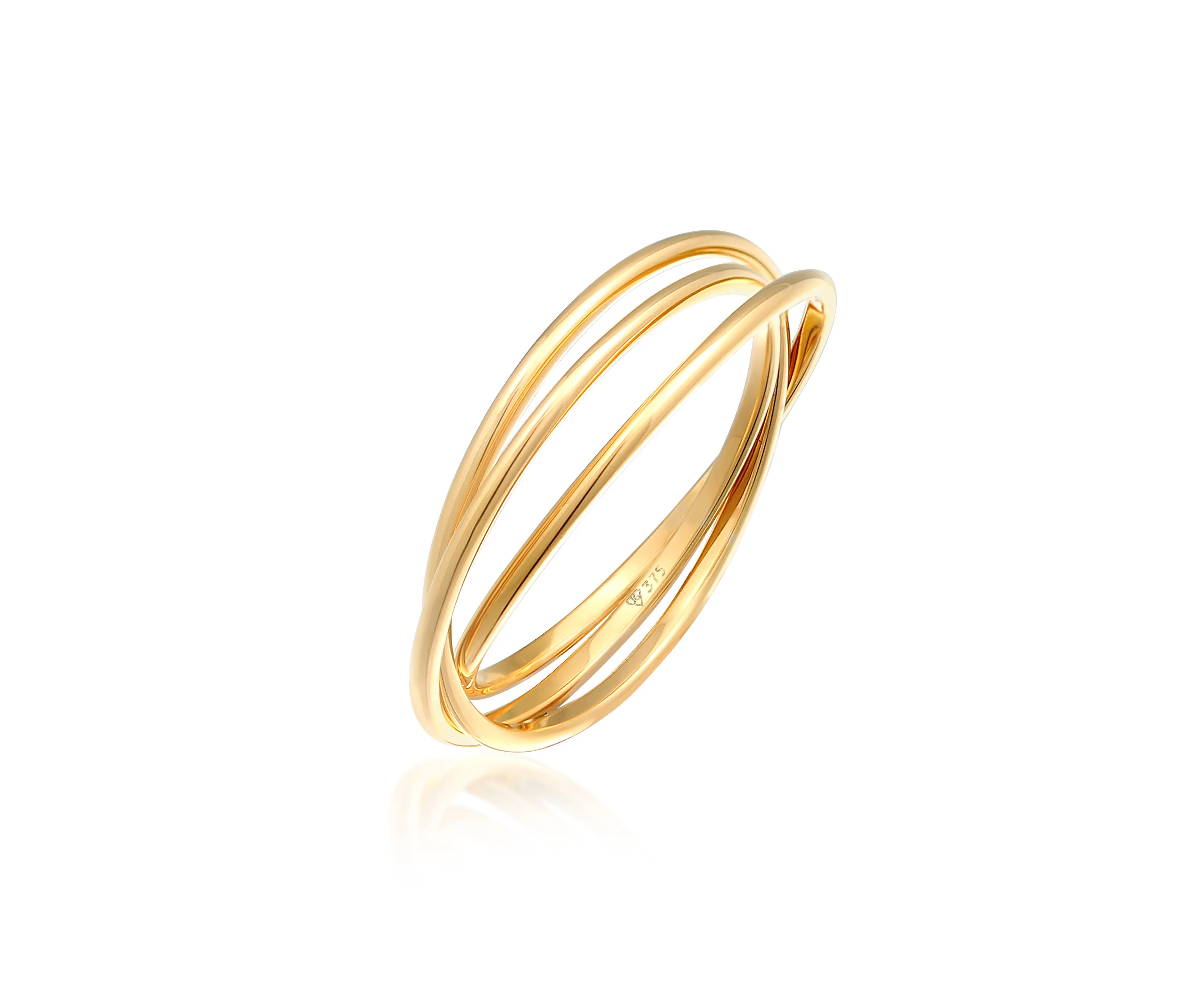 Elli Jewelry Women'S Basic Wrap Trio In 375 Yellow Gold Ring - Gold