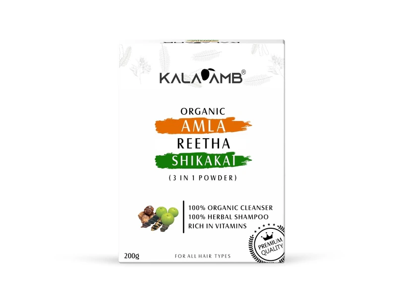 Kalaamb Organic Amla+Shikakai+Reetha (3 in 1) Powder (200g)
