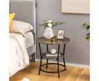 2-Tier Sofa Side End Table Round Nightstand with Sturdy Metal Frame Oak