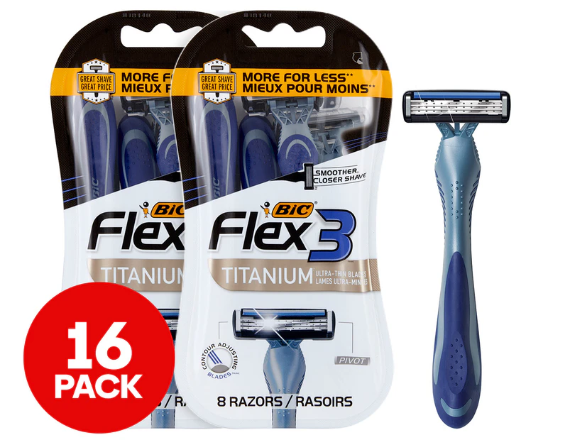 2 x BiC Men's Flex 3 Titanium Disposable Razors 8pk