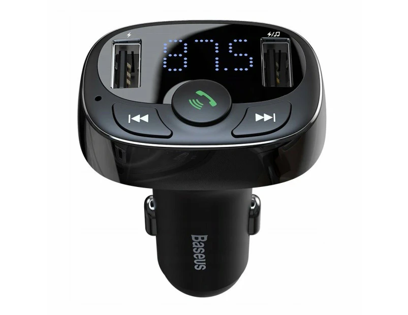 Baseus Car Bluetooth MP3 FM Transmitter Charger ( Micro SD+ DUAL USB charging) - Black