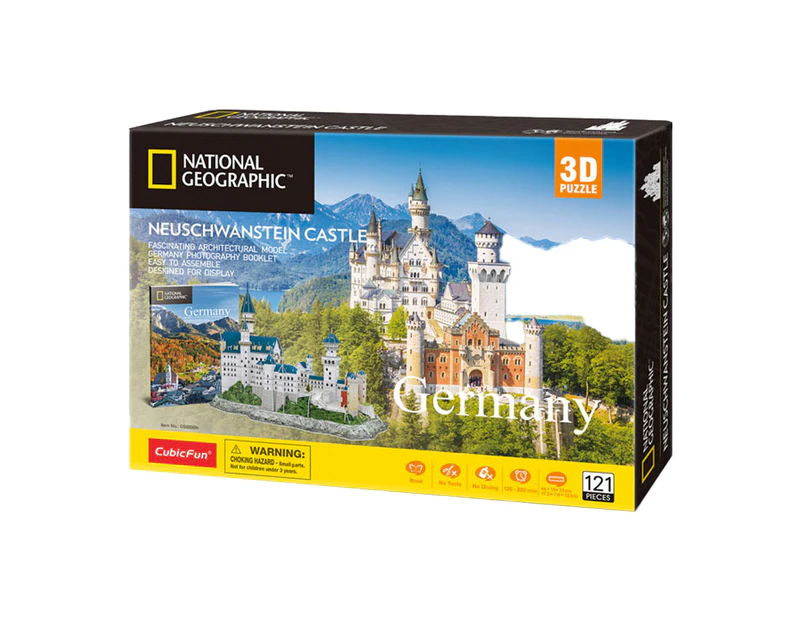 121pc National Geographic 44cm Germany Neuschwanstein Castle 3D Puzzle Kids 8+