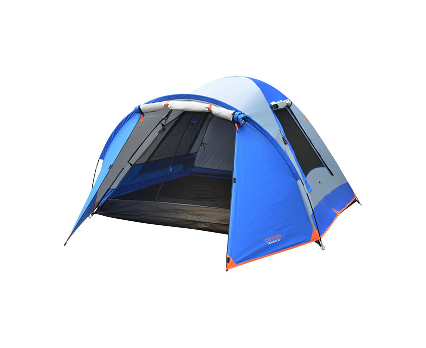 Wildtrak Tanami 3V Sleeping Dome Tent w/ Carry Bag Outdoor Camping Shelter Blue