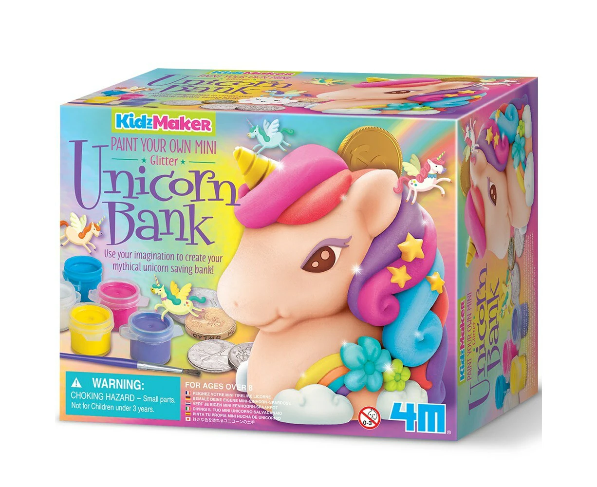 4M KidzMaker Glitter Unicorn Bank Box Art Paint Colouring Creative Kids Toy 5y+