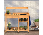 Giantex Garden Potting Bench Wooden Table Patio Work Station 2-Tier Tool Storage Shelf w/Sink, Drawer Hooks Yard Outdoor 115x45x121cm Natural