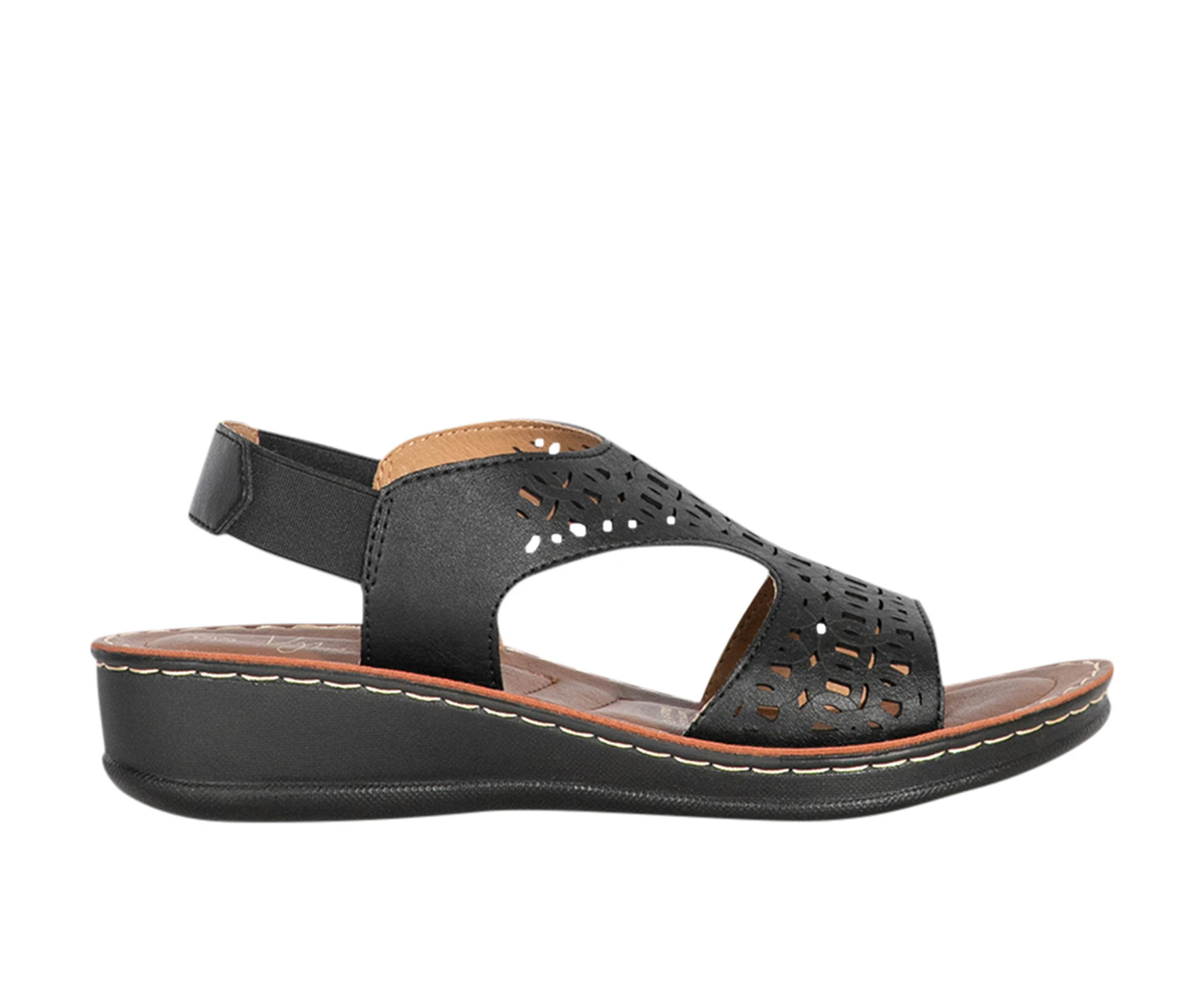 Sail Vybe Lifestyle Comfort Sandal Laser Cutouts Women's - Black