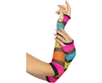 1980s Rainbow Fingerless Fishnet Gloves