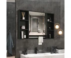 Bathroom Mirror Cabinet Storage Medicine Shelves Shaving Wall Cupboard Organiser Floating Vanity With Door Black