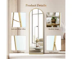 Arch Full Length Mirror Body Free Standing Floor Bedroom Hallway Leaning Makeup Vanity Dressing HD Glass Gold Metal Stand 50x2x160cm