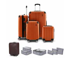 Luggage Suitcase Set 4 Piece Carry On Traveller Checked Bag Hard Shell Lightweight Rolling Trolley TSA Lock Expandable Orange
