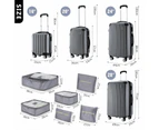 Luggage Travel Suitcase Set 4 Piece Carry On Traveller Checked Bag Hard Shell Lightweight Trolley TSA Lock Expandable Grey