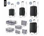 4 Piece Luggage Suitcase Set Carry On Traveller Bag Hard Shell TSA Lock Checked Trolley Rolling Lightweight Expandable Black