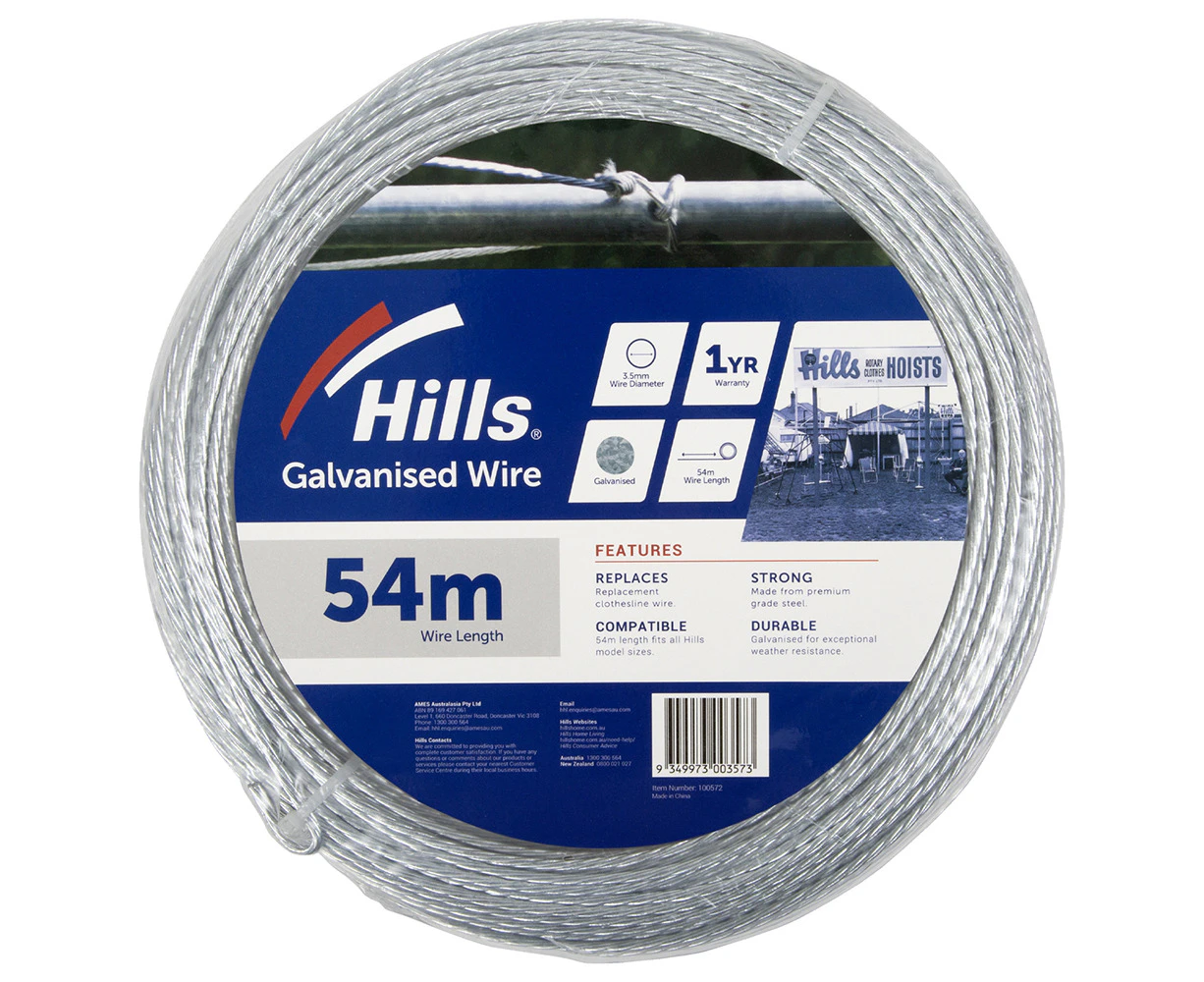 Hills 54m Galvanised Steel Wire 3.5mm For Traditional Style Clothesline