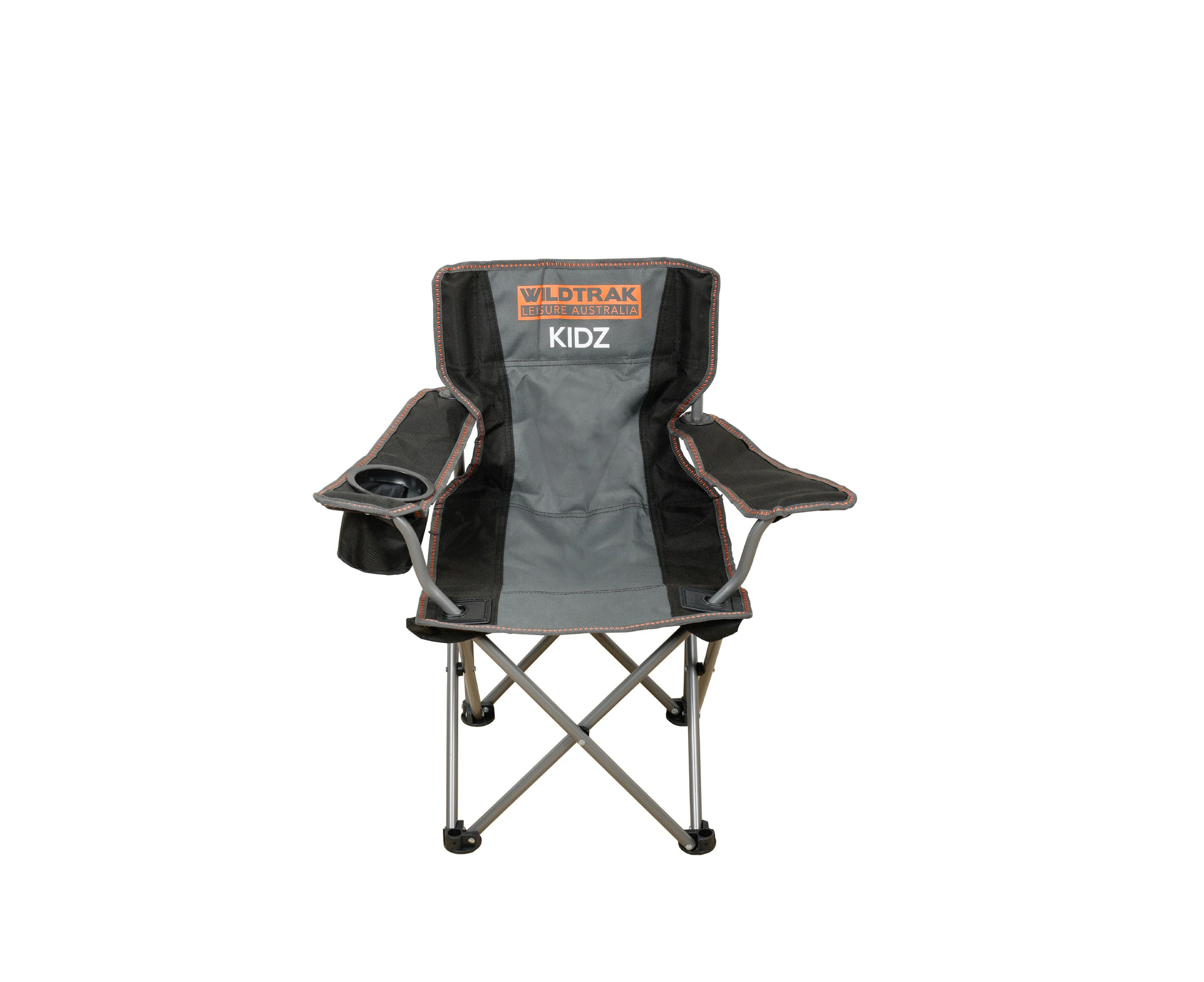 Wildtrak Kidz 67cm Folding Camp Chair Portable Outdoor Camping Seat Grey/Black