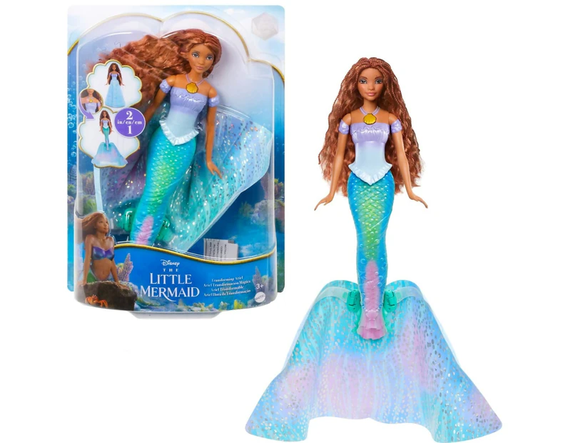 Disney - The Little Mermaid - Transforming Ariel Fashion Doll Switch From Human To Mermaid - Mattel