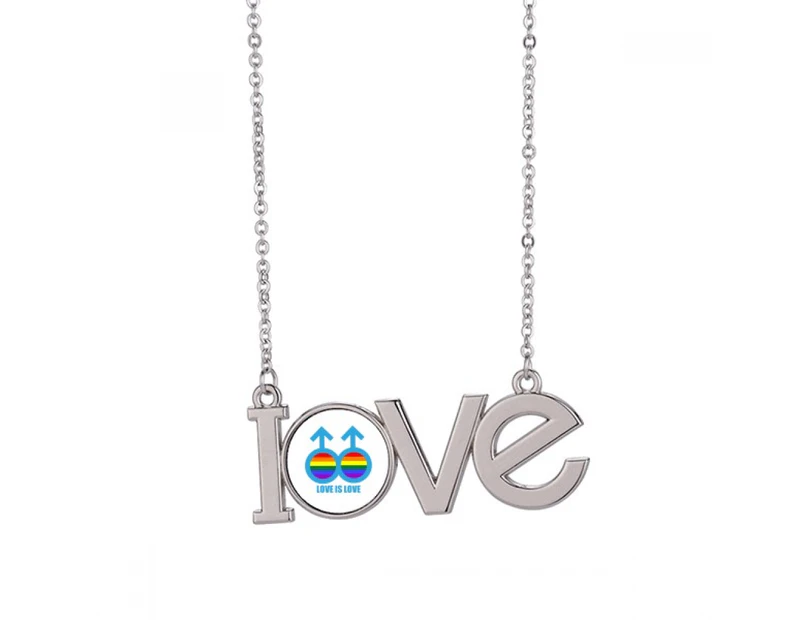 Love Is Love Art Deco  Fashion Love Necklace Pendant Charm Jewelry