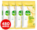 4 x 120pk Dettol Multi Purpose Disinfectant Wipes Lemon Lime Burst