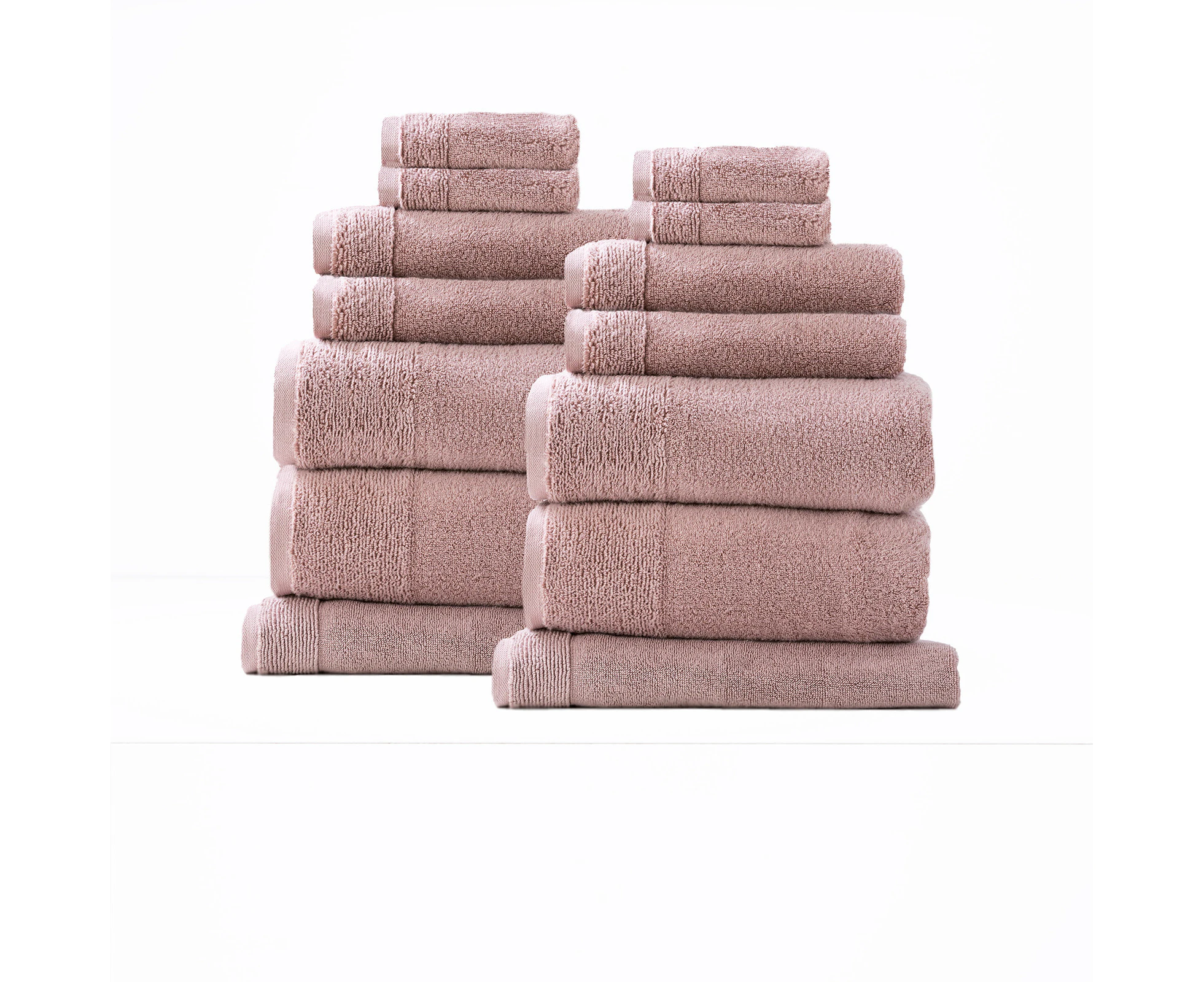 Renee Taylor 14 Piece Towel set Aireys 650 GSM Zero Twist Cherwood By Cloudlinen