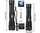 900000 Lumens Xhp50 Zoom Flashlight Led Rechargeable Lamp Torch W/26650 Battery
