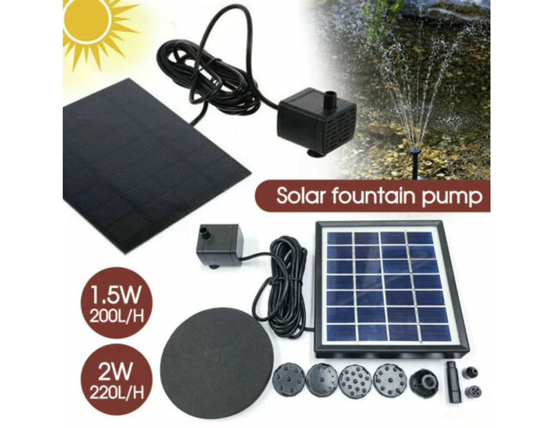 1.5w 2w Solar Powered Water Fountain Pump Bird Bath Pond Pool Garden