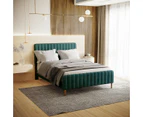 Seneca Upholstered Velvet Bed - Green - Green