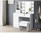 ALFORDSON Dressing Table Stool Set Makeup Storage Desk LED 10 Bulbs White