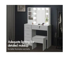 ALFORDSON Dressing Table Stool Set Makeup Storage Desk LED 10 Bulbs White